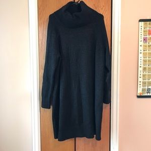 LOFT Black Shimmer Turtleneck Sweater Dress. Size 16/18.